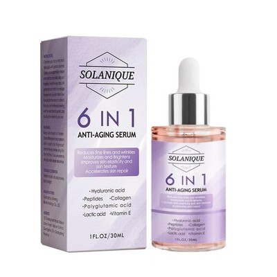 6 in 1 Anti-Aging Face Serum with Hyaluronic Acid, Peptides, Collagen, Vitamin E