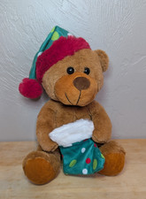 Rinco Brown Bear Stocking and Hat Christmas Teddy Bear 9" Plush Stuffed Animal