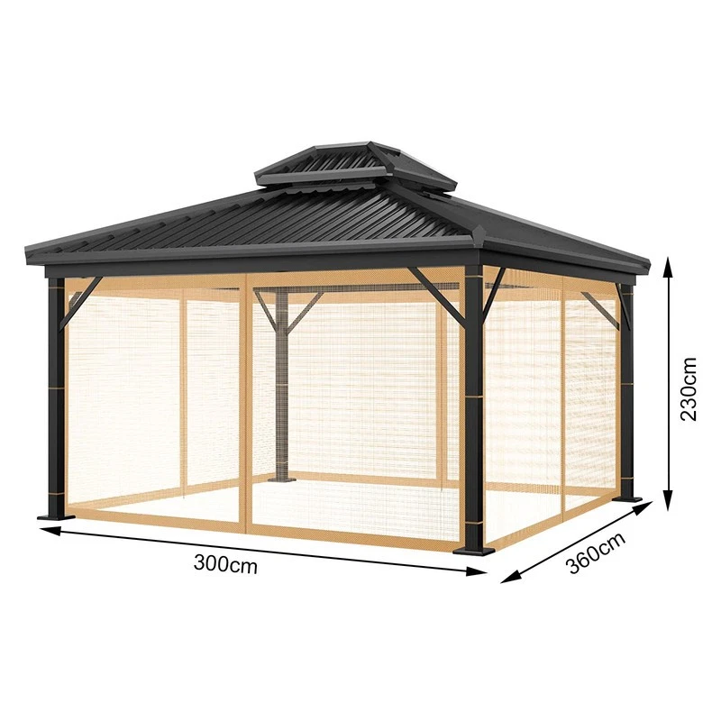 Outdoor Tent Insect Net Mosquito Net Garden Gazebo, 4-Panel Mesh Zipper Brown - image 3 of 4