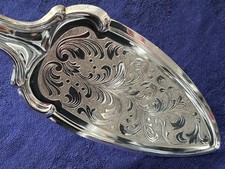 Tortenheber, versilbert, Vintage, Akanthus, Rocaille Gravur, 19,8 cm