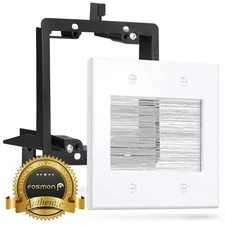 Fosmon Brush Wall Plate with Bracket 2-Gang Wall Cable Pass Through Wire Hider