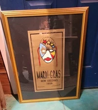 Vintage RARE Mardi Gras New Orleans 1984 Signed Amzie Adams Numbered Framed