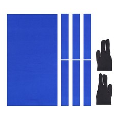 9ft Billiard Cloth Pool Table Felt Kit with 6 Cloth Strips and 2 Gloves, Blue
