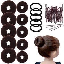 10 Pcs Hair Bun Maker - Donut for Hair 5 medium and 5 Brown