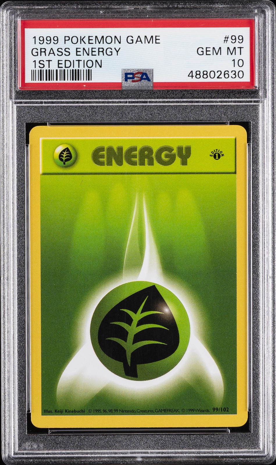 1999 POKEMON BASE SET 1ST EDITION #99 GRASS ENERGY PSA 10