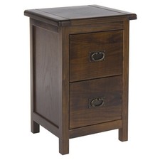 Dark Wood Bedside Cabinet Solid Pine 2 Drawer Side Table Metal Handle Seconds