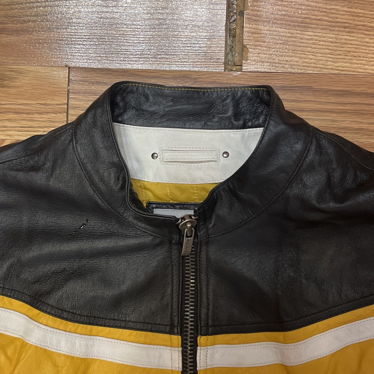 Wilsons Leather M Julian Jacket Mens Medium Black Yellow Cafe