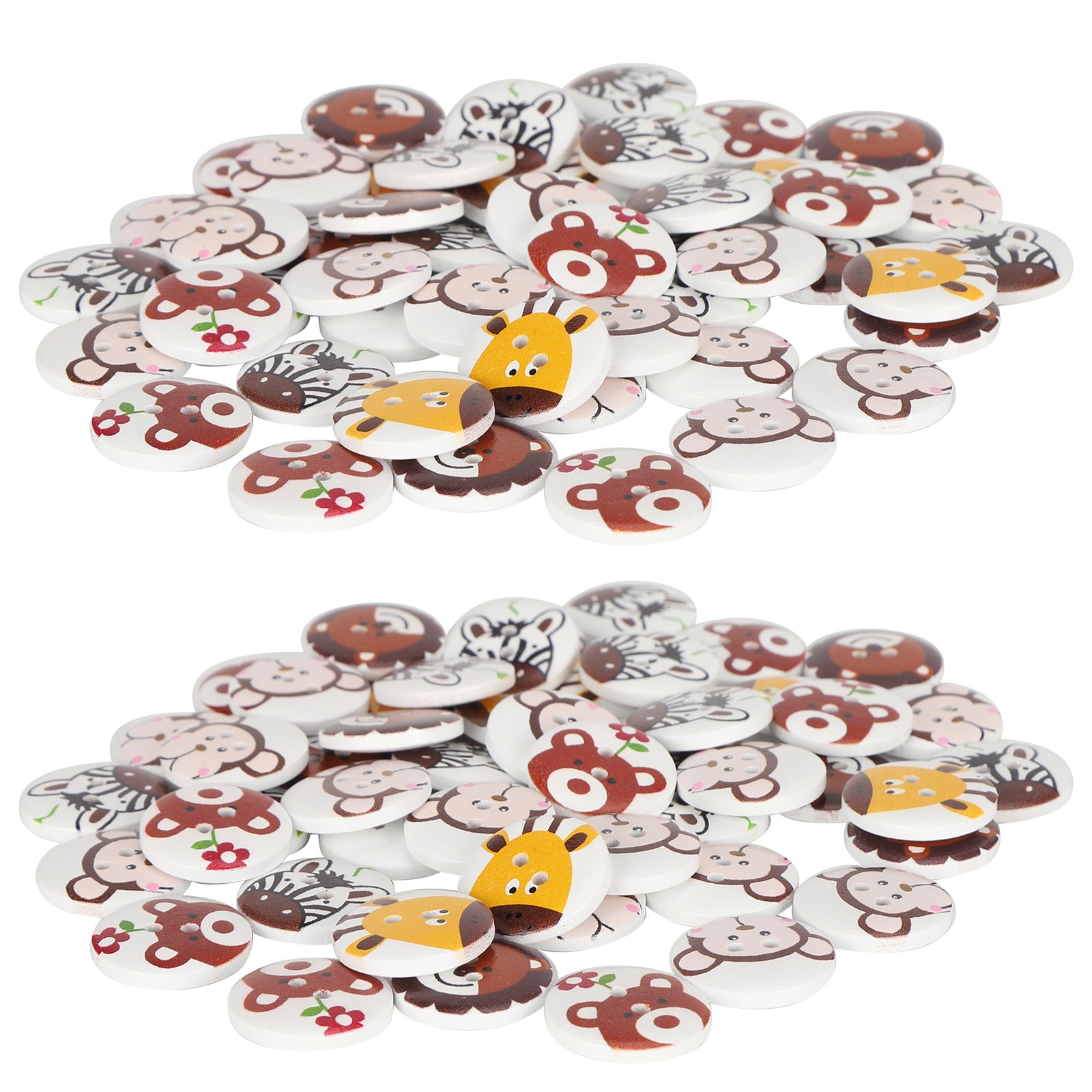 20mm Wood Buttons Cartoon Animal 2 Holes Sewing Button Children's Clothing Acces