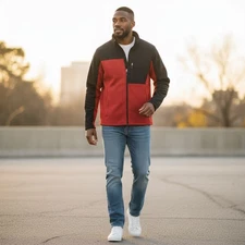 Swiss Tech Men's Midweight Softshell Jacket Black & Red sz XL