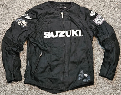 Joe Rocket Suzuki Womens Medium M Motorcycle Jacket GSXR Black Armored Riding