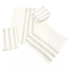 Sultan's Linens 5 PC Kitchen Towel, Dishcloth & Scrubber Set in White & Brown