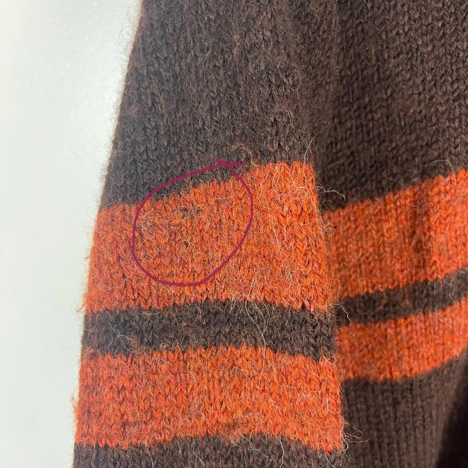 Vintage Structure Wool Sweater sz L Brown Orange Stripe Grunge Kurt Cobain Baggy - Image 4 of 4
