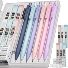 Nicpro 6PCS Pastel Mechanical Pencil Set with Case, Cute Drafting Multicolor 