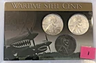 1943 Lincoln Wheat Steel Cents, P-D-S, XF-MS in Display Case Lot 1