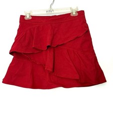 Isabel Marant Etoile Red Denim Ruffle Mini Skirt - 38