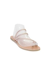 Hebe Athens Womens Braided Persephone T Strap Sandals Rose Gold Leather Size 40