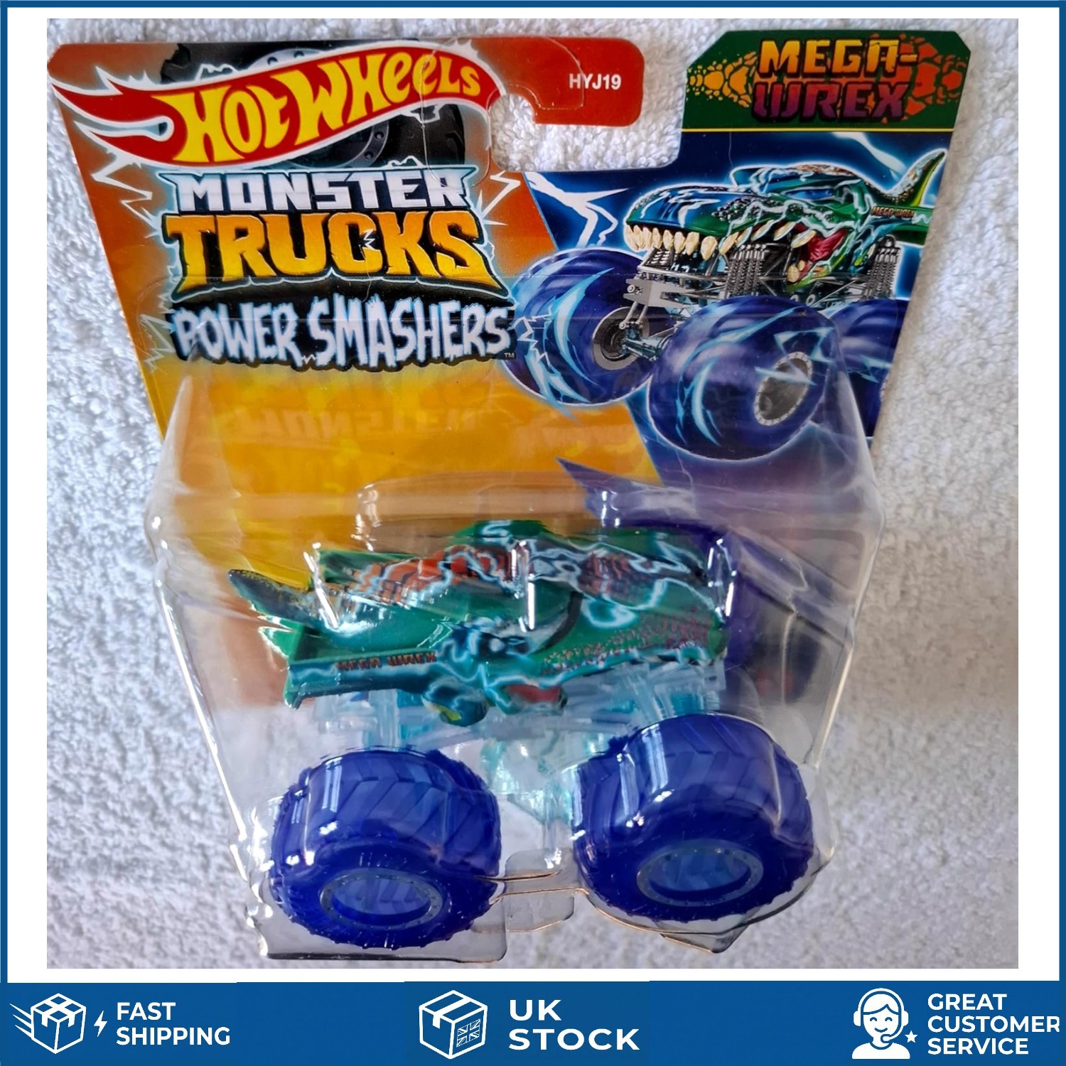 Mighty Mega-Wrex Power Smashers Monster Truck with Crushed Car Toy, 1 Count