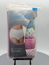5 Pack Vanity Fair 100 Cotton True Comfort Women's Briefs Size 9