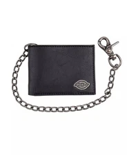 Dickies Security Leather Slimfold Men's Wallet with Chain - Black