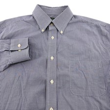 Lauren Ralph Lauren Mens Regular Fit Stretch Gingham Button Down Shirt Navy 16.5