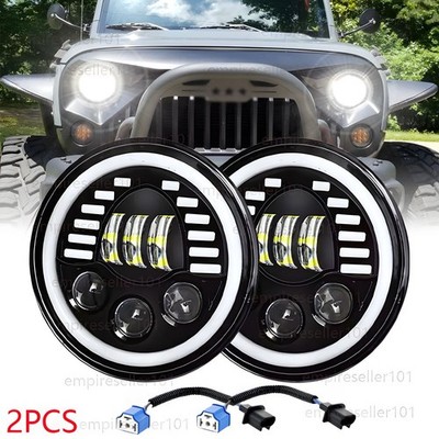 DOT Pair 7'' Inch Bulb LED Round Headlights Hi/Low For Jeep Wrangler JK TJ CJ LJ