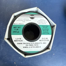 Kester Silver Solder, 3% Silver, 0.5% Copper, 96.5% Tin, 1 Pound, 24-7068-7614