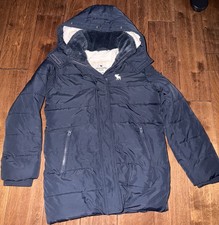 Abercrombie Kids navy blue puffer shepherd jacket With Hood Size 9/10 Used