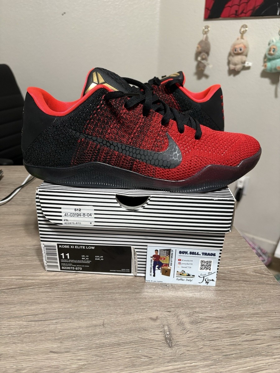 コービー11 Nike バスケットボールシューズ イエロー/ブラック/レッド Size 11 - Nike Kobe 11 Elite Low Achilles Heel Bred Black Red 2016