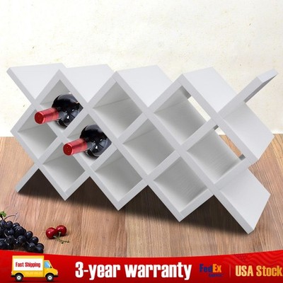 10 Grids Bottle Wine Lattice Rack Wall-Mount Insert Display Storage Holder Shelf