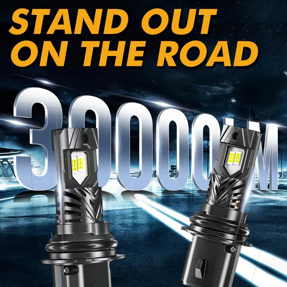 AUXBEAM 30000LM Canbus 9004 LED Headlight Bulbs High Low Beam Super Bright White - Image 3 of 4