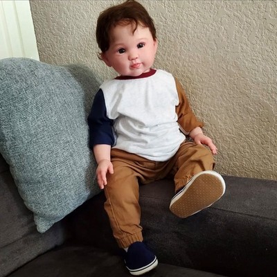 28in Artist Painted Reborn Baby Doll Toddler Pouty Lips Boy Rooted Hair Gift