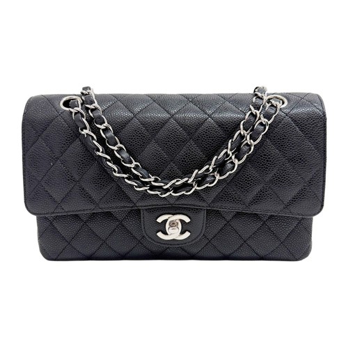 CHANEL Classic Double Flap 2008-2009 Matelasse Black Leather Shoulder Bag