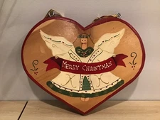 Vintage Handmade Folk Art Primitive Wooden Christmas Wall Decor ANGEL