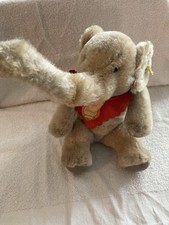 Vintage Steiff Elephant Jumbo with Tag, Button, Red Bib and Bell 12