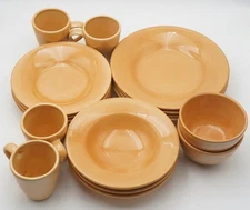 Pottery Barn Sausalito Amber Yellow Dinner/Salad Plate, Soup/Cereal Bowl, Mug