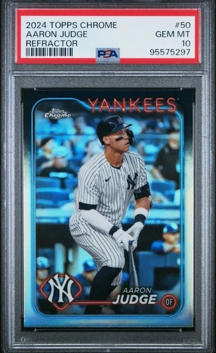 Aaron Judge 2024 Topps Chrome #50 PSA 10 GEM MT Yankees Refractor POP 70
