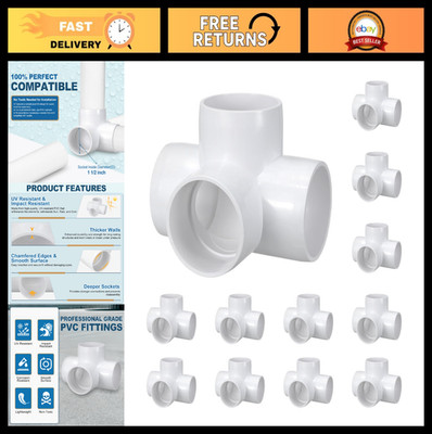 12 Pack 1.5'' PVC Elbow Fittings - 4-Way Corner Tee Connectors for DIY Projects