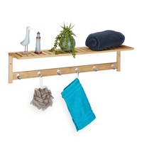 Wandhandtuchhalter Wandgarderobe Badregal Mit Ablage Hakenleiste Aus Bambus