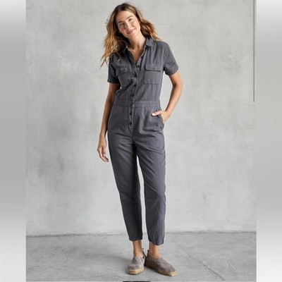 Outerknown SEA suit storm gray utility jumpsuit linen blend size Small NWT