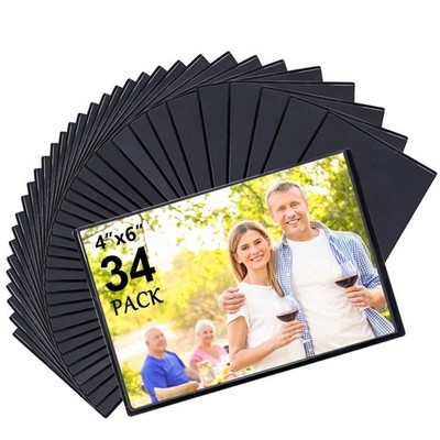 Magnetic Picture Frames, 34 Pack, Holds 4 x 6 Inches Photos Pictures, Black M...
