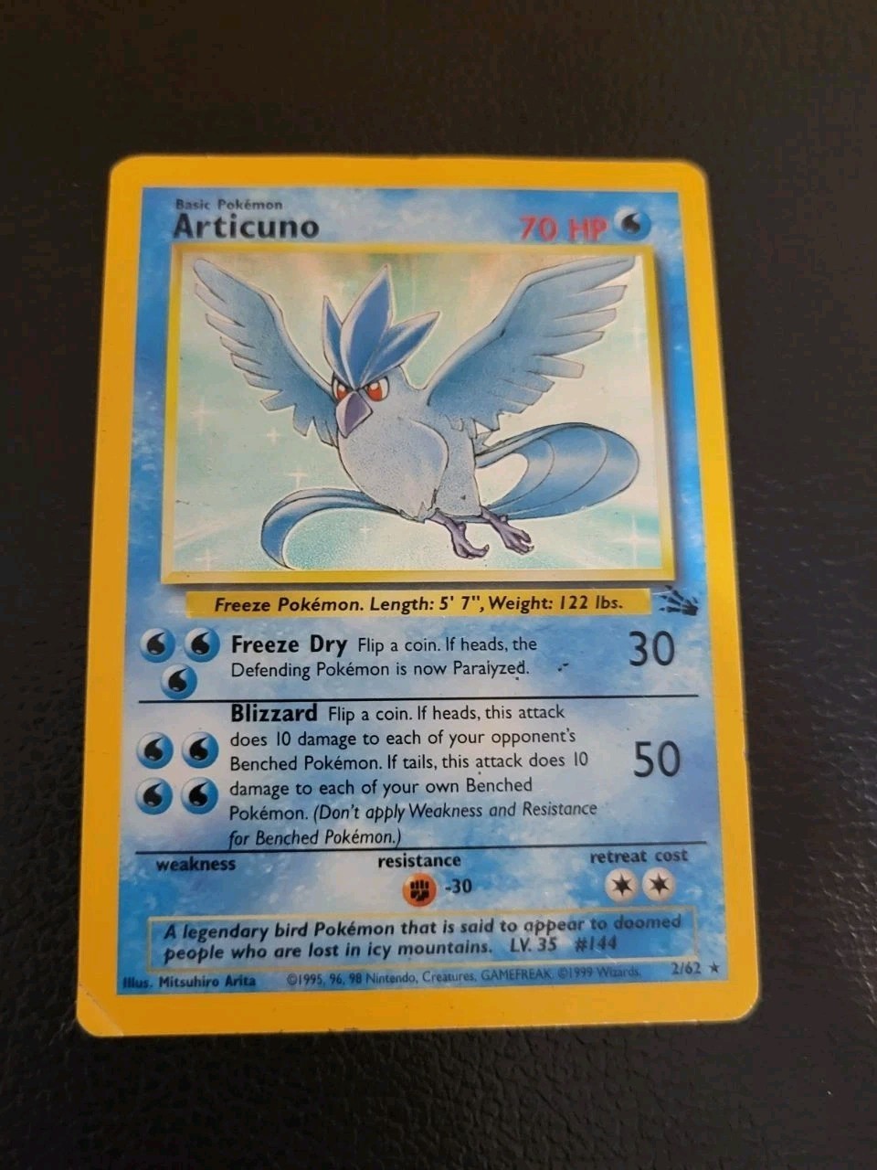 Pokémon TCG Articuno Fossil 2/62 Holo 1999-2000 Wizards Base Set Copyright Holo