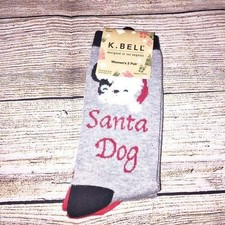 NWT 2Pack Christmas Socks Santa Dog