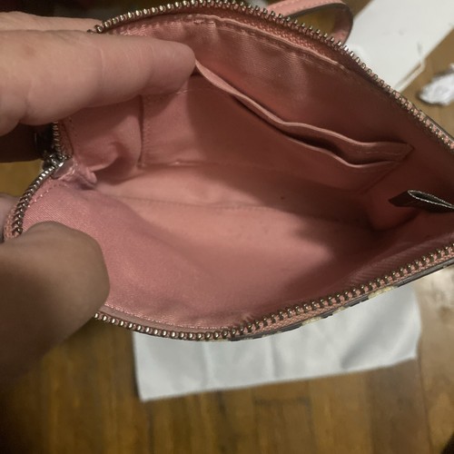 Coach Wristlet Pink With Floral Print Over All In Preowned Shape - Picture 10 of 14