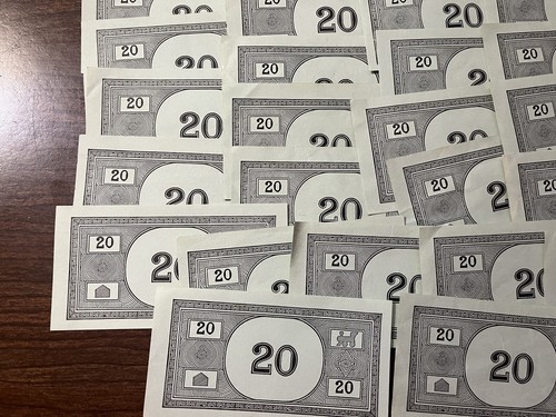 Vtg 1965 Monopoly Money Only ~ 27 Green Twenty Dollar Bills ~ Replacement Pieces - Picture 3 of 5
