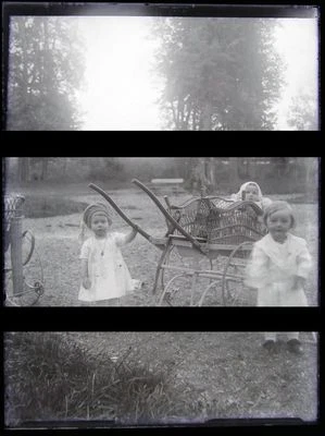 2 PLAQUE VERRE PHOTO NEGATIF circa 1914 ENFANTS & BEBE children & baby (B43) - Photo 1/2