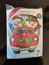 Crafts Winter Drive Plastic Canvas Kit by Design Works-Brand New, Never Opened