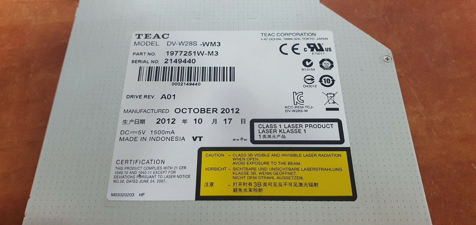 TEAC DVD/RW Drive DVW28SWM3 1977251WM3 eBay