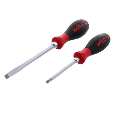 Wiha 53082 2 Piece Softfinish X Heavy Duty Slotted And Phillips Screwdriver Set