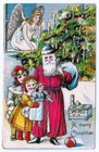 ANTIQUE EMBOSSED CHRISTMAS Postcard, SANTA CHILDEN ANGEL, SERIES 76, GERMAN 1908 — photo 1