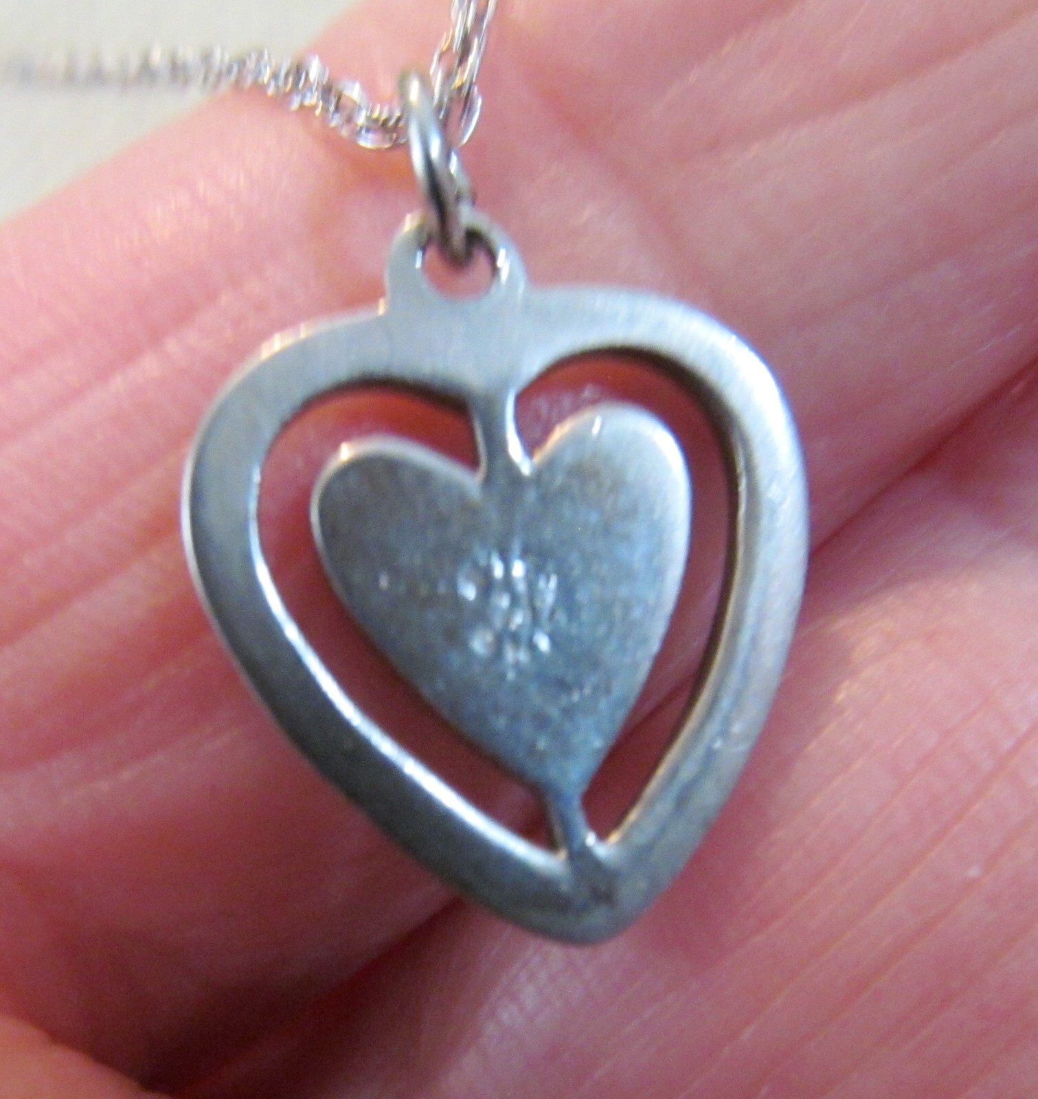 Solid Sterling Silver Open Frame Diamond Cut Hear… - image 7